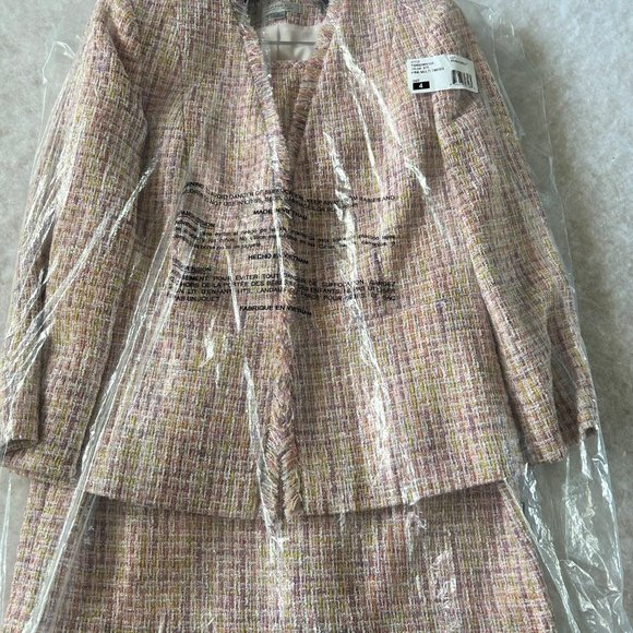 Tahari ASL Pink, Purple, Cream Woven Tweed Skirt Suit. Size 4. New with Tags - Picture 16 of 16